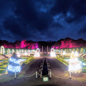 夜のパレスハウステンボス庭園。ナイトウエディングもできます。|589468さんのハウステンボスの写真(1245758)