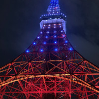 披露宴会場のバルコニーから見上げた東京タワー