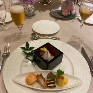 前菜です。年配のゲストもいたので和のものにしました。