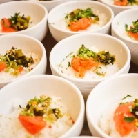 ビュッフェで提供の大好評だった高菜明太のお茶漬け