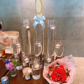 キャンドルと持ち込んだお花