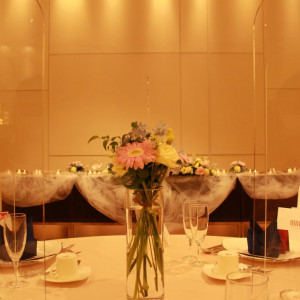 テーブルの装花です。|593882さんのWグランラセーレ熊本の写真(1277793)