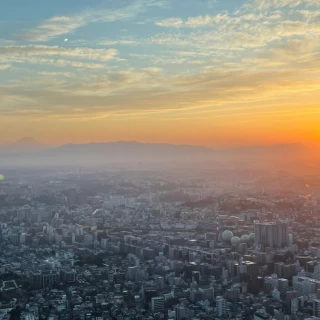 会場からの夕陽