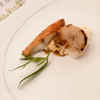 金目鯛とホタテ貝のポワレ
雲丹のリゾットを添えて