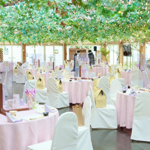 カジュアルな結婚式には
ぴったりの披露宴会場(^ ^)|596823さんのぶどうの樹ー森のウエディングリゾートーの写真(1325291)