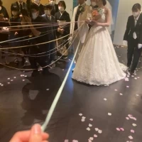 アフターセレモニーでブーケプルズ