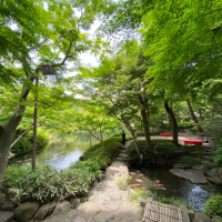 ゲストと全員で記念撮影ができる日本庭園。