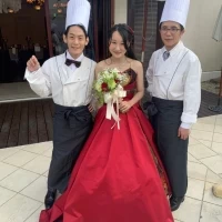 フランベ演出後の記念写真