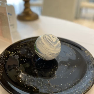 火のついたブランデーをかける演出にとても驚きました。とても美