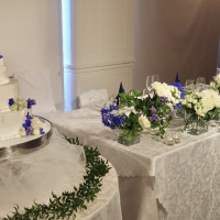 ウエディングケーキの飾りは会場の装花と同じコーデにしました