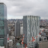 東京タワーとスカイツリーが見える