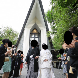 軽井沢高原教会を思わせるチャペル外観でした