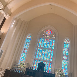 大聖堂風のステンドグラスが素敵なチャペルです。|607589さんのラヴィール金沢（RAVIR Kanazawa）（営業終了）の写真(1376508)
