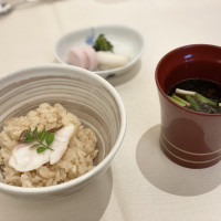 鯛めし、お吸い物、お漬物