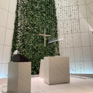天井が高く、緑がある挙式会場