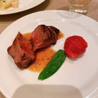 ガーデンで焼いていただいたステーキ