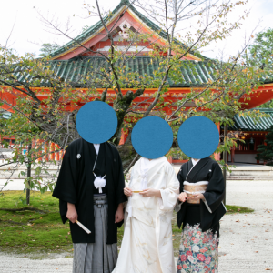 挙式後にも撮影時間はあります。先に親族と撮り、その後2人で。|611975さんの平安神宮の写真(1412259)