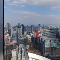 窓から見える景色。下には大阪駅