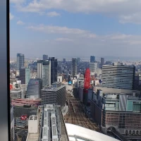 窓から見える景色。下には大阪駅