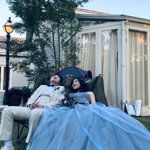 ガーデンに置いたテントやチェアでの一枚|612626さんのENSOLEILLE（アンソレイエ）～VILLAGE WEDDING～の写真(1697789)