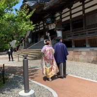 花嫁行列前のアルバム写真撮影