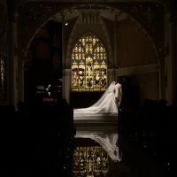 ドレスが綺麗に反射します