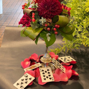 ゲストテーブルのお花のサンプル|613966さんのオステルリー・ド・コートダジュールの写真(1429391)