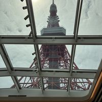 挙式の会場で上を見上げると東京タワー、迫力が凄い！