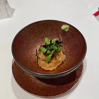 サイフォンで抽出したお出汁で食べるお茶漬け