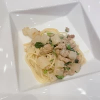 豚肉のラグーと大根のボリートスパゲッティーニ