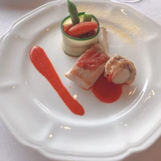 試食させていただいた魚料理です