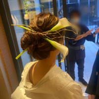 白無垢ヘアスタイル、生花使用