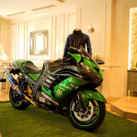 新郎のバイクの展示