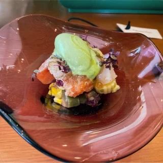 前菜　クレソンのアイスが乗っています