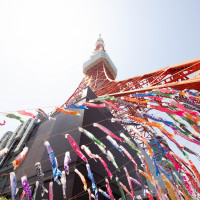 会場目の前の東京タワー。5月は鯉のぼりがたくさん泳いでます