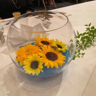 グラスのひまわりが可愛かったです