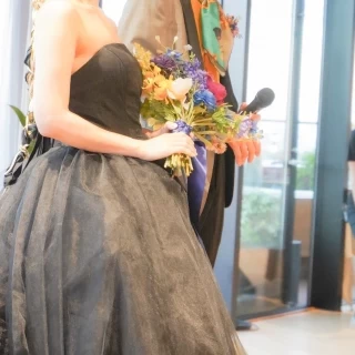 持ち込みのドレスとタキシードとブーケ