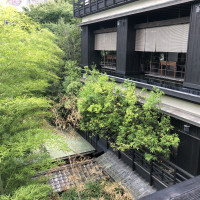 廊下から見えるガーデン。とても自然豊かで名古屋とは思えない。