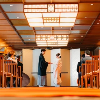 挙式会場です。和装で人前式を行いました。
