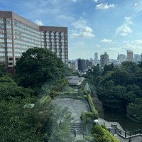 日本庭園とホテルです。