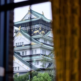 会場から見える大阪城
