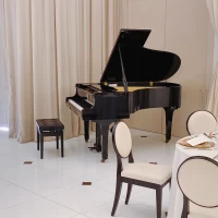 ピアノがあり、披露宴で出し入れができる。生演奏あり