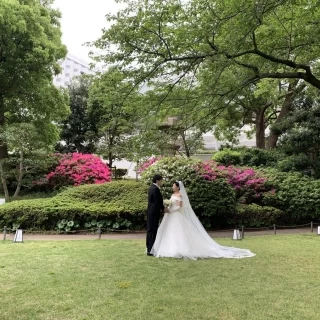 お庭での写真撮影