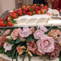 ケーキと装飾花