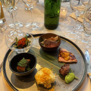 金目鯛と鯛のお造り、和牛生雲丹、明石蛸の旨煮、鱧の天麩羅など|636622さんのザ・ガーデンオリエンタル・大阪の写真(2611902)