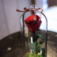 一本の薔薇をウェルカムスペースに配置しました。