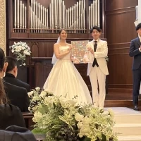 挙式会場でバルーンメッセージをお披露目