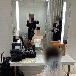 新婦控室のヘアメイクスペース|637938さんの南青山ル・アンジェ教会の写真(1876017)