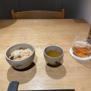 最後の釜飯の試食！鮭と栗でした