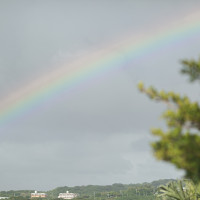 直前までの雨がやみ、虹が出ていました